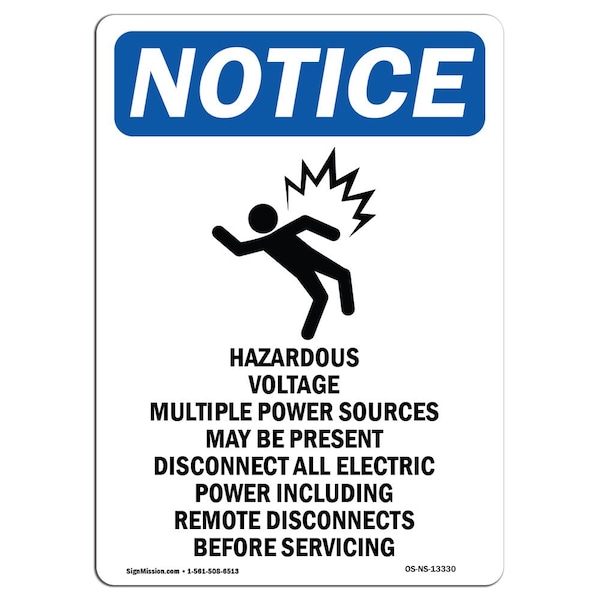 OSHA, Hazardous Voltage, 5in X 3.5in, 10PK, 3.5"W, 5" L, Portrait, PK10, OS-NS-D-35-V-13330-10PK
